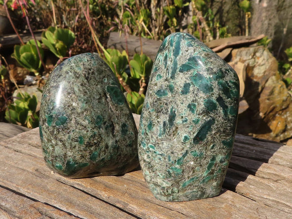 Polished Rare Emerald Mica In Matrix Standing Free Forms x 2 From Mutoko, Zimbabwe