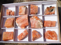 Natural New Sunset Orange Calcite Specimens  x 12 From Spitzkop, Namibia