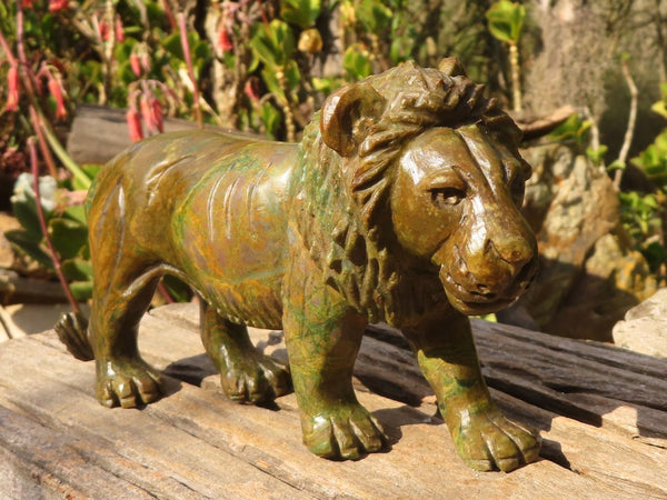 Polished  Green Verdite Lion Carving  x 1 From Zimbabwe