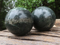 Polished Green Fuchsite Quartz Spheres  x 2 From Madagascar - TopRock