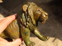 Polished  Green Verdite Lion Carving  x 1 From Zimbabwe