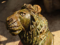 Polished  Green Verdite Lion Carving  x 1 From Zimbabwe