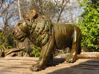 Polished  Green Verdite Lion Carving  x 1 From Zimbabwe