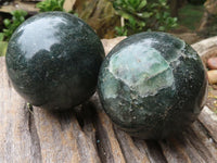 Polished Green Fuchsite Quartz Spheres  x 2 From Madagascar - TopRock