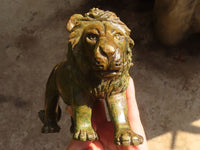 Polished  Green Verdite Lion Carving  x 1 From Zimbabwe