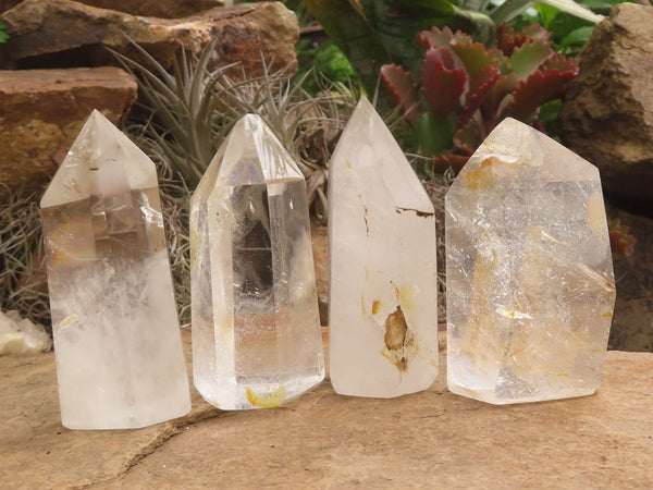 Polished Clear Quartz Crystal Points x 4 From Madagascar - TopRock