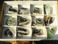 Polished  One Side Polished Watermelon Fluorite Pieces  x 12 From Uis, Namibia