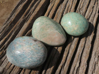 Polished Blue Kobi Amazonite Gallets   x 12 From Zimbabwe - TopRock