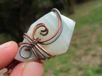 Polished Facetted Blue Smithsonite Free Forms Double Wrapped In Copper Art Wire x 6 From Congo - TopRock