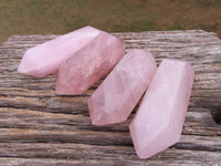 Polished Gemmy Double Terminated Rose Quartz Crystals x 4 From Ambatondrazaka, Madagascar - TopRock