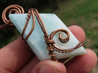 Polished Facetted Blue Smithsonite Free Forms Double Wrapped In Copper Art Wire x 6 From Congo - TopRock