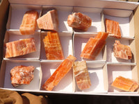 Natural New Sunset Orange Calcite Specimens  x 12 From Spitzkop, Namibia