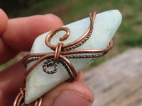 Polished Facetted Blue Smithsonite Free Forms Double Wrapped In Copper Art Wire x 6 From Congo - TopRock