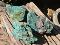 Natural Rough Blue Shattuckite Specimens  x 3 From Kaokoveld, Namibia - Toprock Gemstones and Minerals 