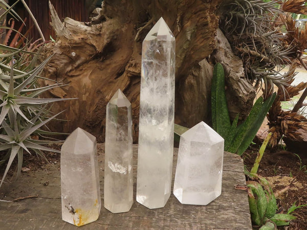 Polished Clear Quartz Crystal Points x 4 From Madagascar - TopRock