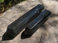 Polished Double Terminated Black Basalt Points (Heat Stable for Therapy) x 2 From Madagascar - TopRock