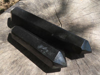 Polished Double Terminated Black Basalt Points (Heat Stable for Therapy) x 2 From Madagascar - TopRock