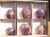 Polished  Chevron Amethyst Galet / Palm Stones x 6 From Madagascar