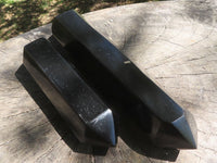 Polished Double Terminated Black Basalt Points (Heat Stable for Therapy) x 2 From Madagascar - TopRock