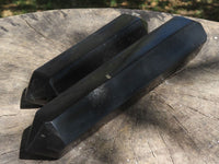 Polished Double Terminated Black Basalt Points (Heat Stable for Therapy) x 2 From Madagascar - TopRock