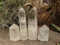 Polished Clear Quartz Crystal Points x 4 From Madagascar - TopRock