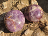 Polished  Chevron Amethyst Galet / Palm Stones x 6 From Madagascar