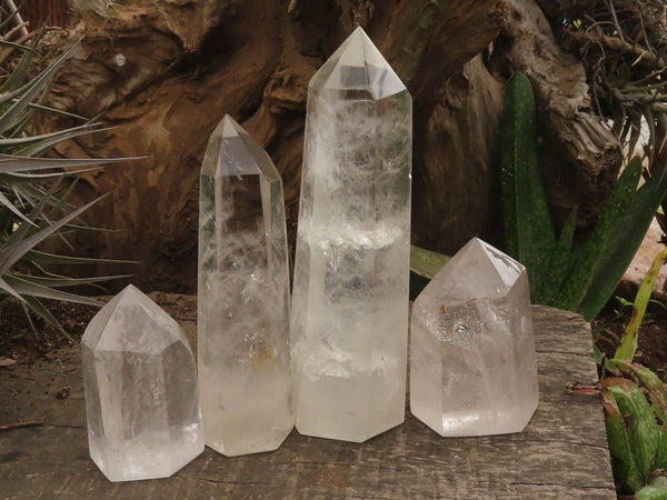 Polished Clear Quartz Crystal Points x 4 From Madagascar - TopRock