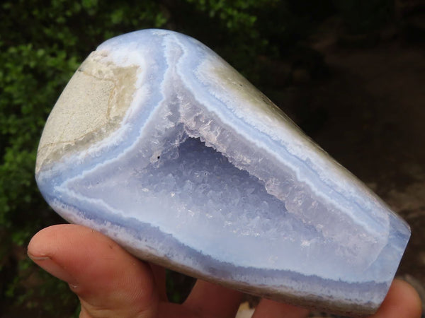 Polished Blue Lace Agate Standing Free Forms  x 2 From Nsanje, Malawi - Toprock Gemstones and Minerals 