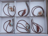 Polished Mixed Jewellery Free Forms With Copper Art Wire Pendants x 6 From Congo - TopRock