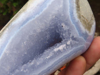 Polished Blue Lace Agate Standing Free Forms  x 2 From Nsanje, Malawi - Toprock Gemstones and Minerals 