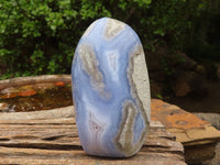 Polished Blue Lace Agate Standing Free Forms  x 2 From Nsanje, Malawi - Toprock Gemstones and Minerals 