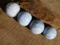 Polished Blue Calcite Spheres  x 4 From Ihadilalana, Madagascar