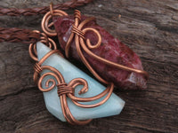 Polished Mixed Jewellery Free Forms With Copper Art Wire Pendants x 6 From Congo - TopRock