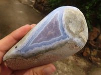 Polished Blue Lace Agate Standing Free Forms  x 2 From Nsanje, Malawi - Toprock Gemstones and Minerals 