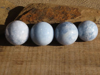 Polished Blue Calcite Spheres  x 4 From Ihadilalana, Madagascar