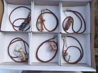 Polished Mixed Jewellery Free Forms With Copper Art Wire Pendants x 6 From Southern Africa - TopRock