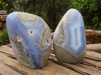 Polished Blue Lace Agate Standing Free Forms  x 2 From Nsanje, Malawi - Toprock Gemstones and Minerals 