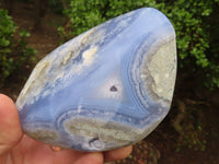 Polished Blue Lace Agate Standing Free Forms  x 2 From Nsanje, Malawi - Toprock Gemstones and Minerals 