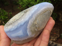 Polished Blue Lace Agate Standing Free Forms  x 2 From Nsanje, Malawi - Toprock Gemstones and Minerals 