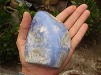 Polished Blue Lace Agate Standing Free Forms  x 2 From Nsanje, Malawi - Toprock Gemstones and Minerals 