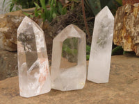 Polished Clear Quartz Crystal Points x 3 From Madagascar - TopRock