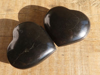 Polished Black Basalt Gemstone Hearts x 6 From Madagascar