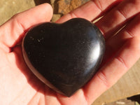 Polished Black Basalt Gemstone Hearts x 6 From Madagascar