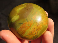 Polished  Green Opal Galet / Palm Stones x 12 From Antsirabe, Madagascar