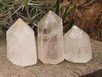 Polished Clear Quartz Crystal Points x 3 From Madagascar - TopRock