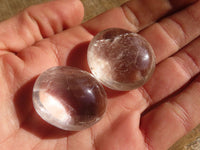 Polished Mini Semi Optic Rock Crystal Palm Stones  x 70 From Madagascar