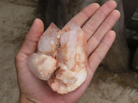 Natural Tangerine Tinted Clear Quartz Clusters  x 6 From Mpika, Zambia - TopRock