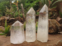 Polished Clear Quartz Crystal Points x 3 From Madagascar - TopRock