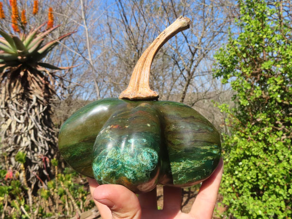 Polished Green Verdite Pumpkin Carving  x 1 From Zimbabwe