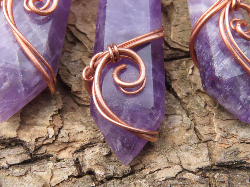 Buy Amethyst Stone Crystal Pendant Copper Wire Wrap Necklace, Valentines,  Gift for Her, Birthday Mother's Day Uk Online in India - Etsy